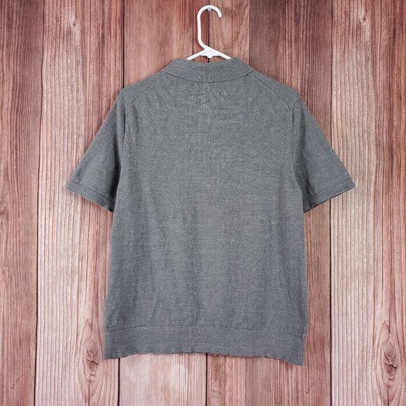 Buck Mason Mens Size Large Avalon Sweater Knit Short Sleeve Polo Shirt Gray - Picture 2 of 12